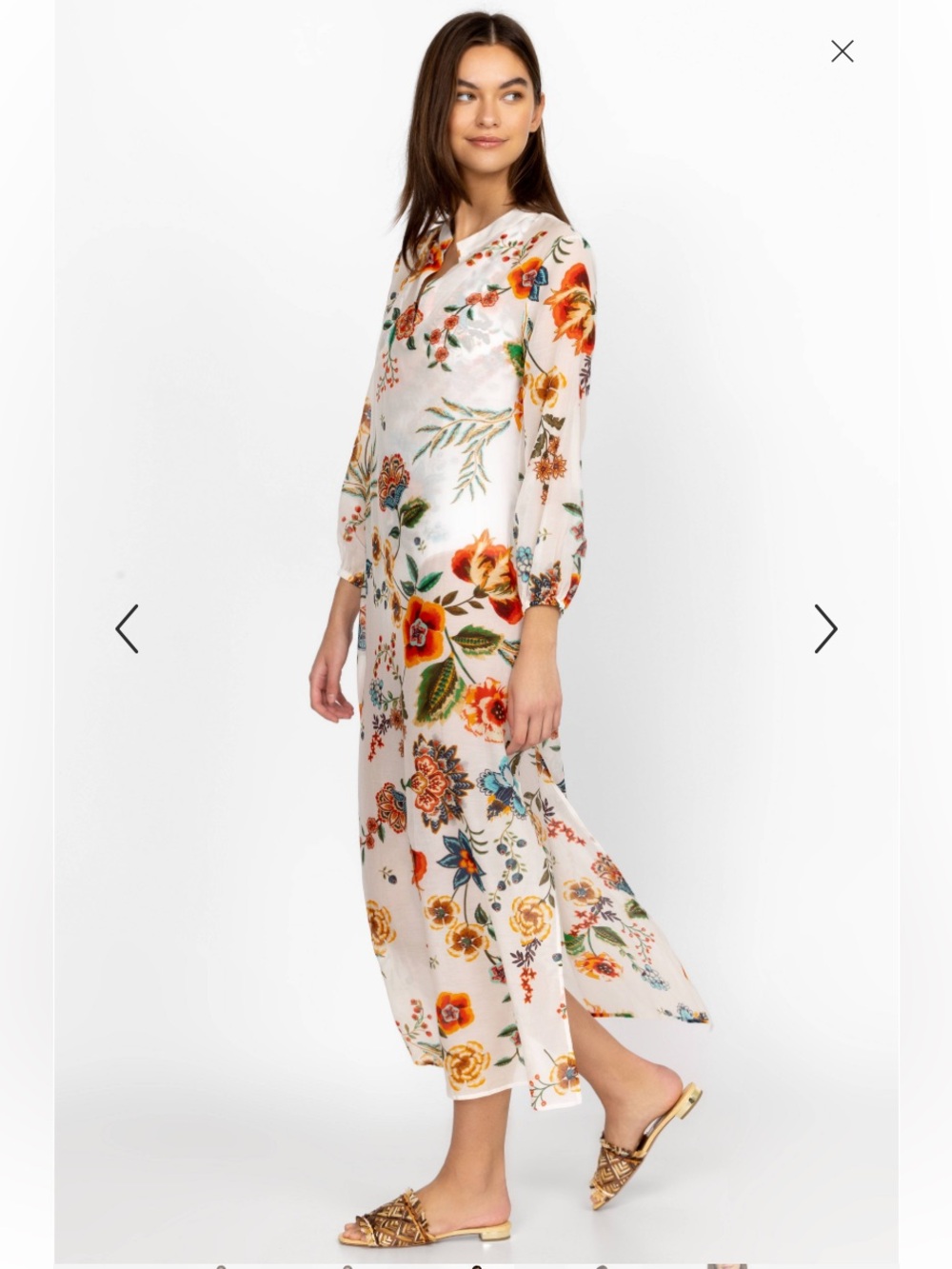 NWT JOHNNY WAS Ardella Puff Sleeve Maxi Dress silk cotton size XXL - Picture 2 of 10